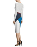 Geometric-Print Bonded Pencil Skirt