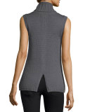 Leah Beaded Sleeveless Cowl-Neck Sweater, Gunmetal