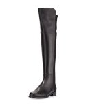50/50 Leather Over-the-Knee Boot, Black
