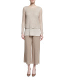 Wide-Leg Georgette Cropped Pants