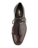 Cordovan Spazzolato Leather Lace-Up w/Removable Fringe