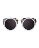 Soda Pop Round Sunglasses, Black/White