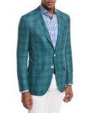 Sanita Glen Plaid Two-Button Sport Coat, Green/Navy