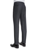 O'Connor Base Flat-Front Sharkskin Trousers, Light Gray