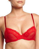 Craquante Dotted-Tulle Underwire Bra, Poppy Red