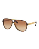 Gradient Metal-Arm Aviator Sunglasses