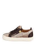 Maylondon Snake-Embossed Side-Zip Sneaker, Brown/Multi