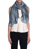 Woven Metallic-Finish Scarf, Blue/Gray