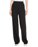 High-Waist Single-Pleat Pants, Black