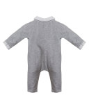 Melange Stretch Jersey Tuxedo Coverall, Gray, Size 3-12 Months
