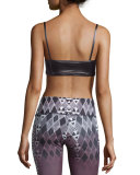 Wingspan Strappy-Front Coated Sports Bra, Champagne