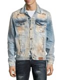 Dendrite Light-Wash Distressed Denim Jacket, Indigo