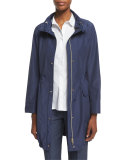 Polished Midi Drawstring Raincoat 