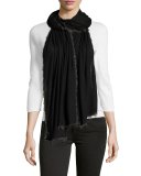 Chain-Trimmed Scarf, Black