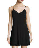 Feathers Lace-Trim Chemise, Black