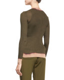 Dip-Dye Crewneck Cardigan, Military Green