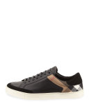 Rettford Men's Check Leather Low-Top Sneaker, Black