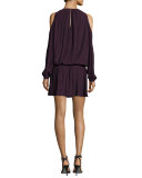Lauren Cold-Shoulder Blouson Dress, Merlot