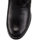 Andy Quilted Leather Demi-Wedge Bootie, Black