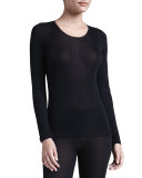 Silk Long-Sleeve Shirt, Black