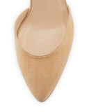 Jules Suede Low-Wedge Sandal, Nude