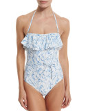Sapri Strapless Ruffle One-Piece Swimsuit, White Ellora