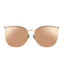 Semi-Rimless Square Sunglasses, Rose Gold