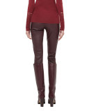 Fria Stretch-Lambskin Skinny Pants, Miracle Berry