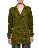 Notch-Collar Double-Breasted Cashmere Jacket, Black Ancient Gold