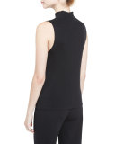 Sleeveless Ribbed Mock-Neck Top