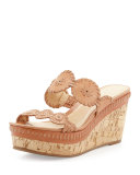 Leigh Cork Wedge Slide, Cognac