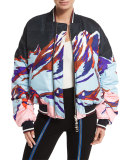 Montagne-Print Down Bomber Jacket, Cornflower Blue