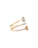 18k Rose Gold Coiled Diamond Snake Ring, Size 7