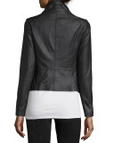 Feather Leather Scuba Jacket, Black