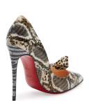 Madame Menodo Snakeskin 100mm Red Sole Pump, Black/Gold