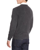 Cashmere V-Neck Sweater, Derby Gray