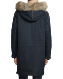 Micro-Fleece Hooded Parka Jacket w/Fur Trim, Coastal