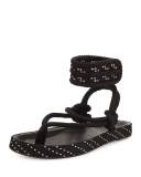 Epipa Flat Rope Thong Sandal, Black