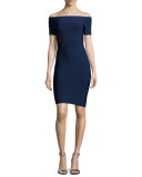 Off-The-Shoulder Bandage Dress, Classic Navy