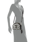 Shutter Small Zebra-Print Camera Bag, Dove/Multi