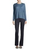 Long-Sleeve Shimmery Top, Blue