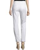 Mid-Rise Slim-Leg Pants, White