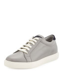 Men's Leather Low-Top Sneaker, Gray