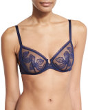 Fleur De Dentelle Full-Cup Bra, Blue Klein