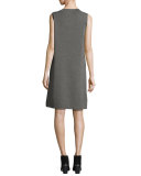 Sleeveless Funnel-Neck Sheath Dress, Ash, Petite