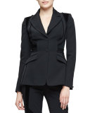 Rome Two-Button Peplum Jacket, Black