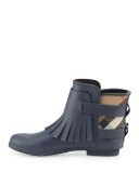 Fritton Check Fringe Rain Boot, Navy