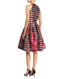 Sleeveless Striped Fit-and-Flare Dress, Multicolor