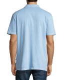 Sueded Jersey Polo Shirt, Light Blue