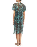 Rose-Print Coverup Midi Dress